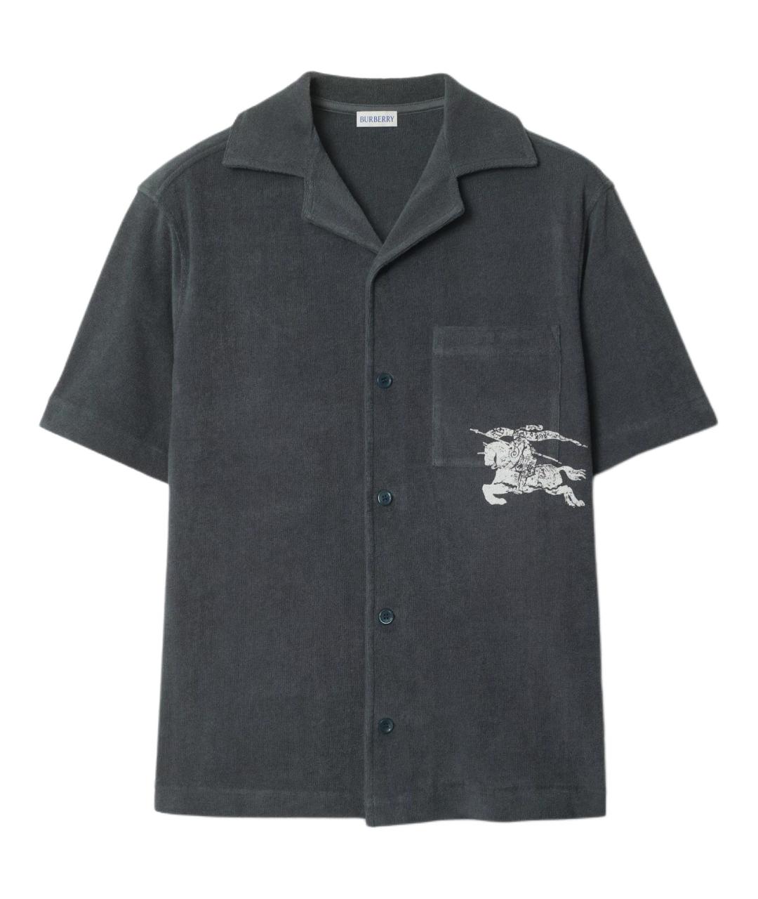 BURBERRY Серая шерстяная кэжуал рубашка, фото 1