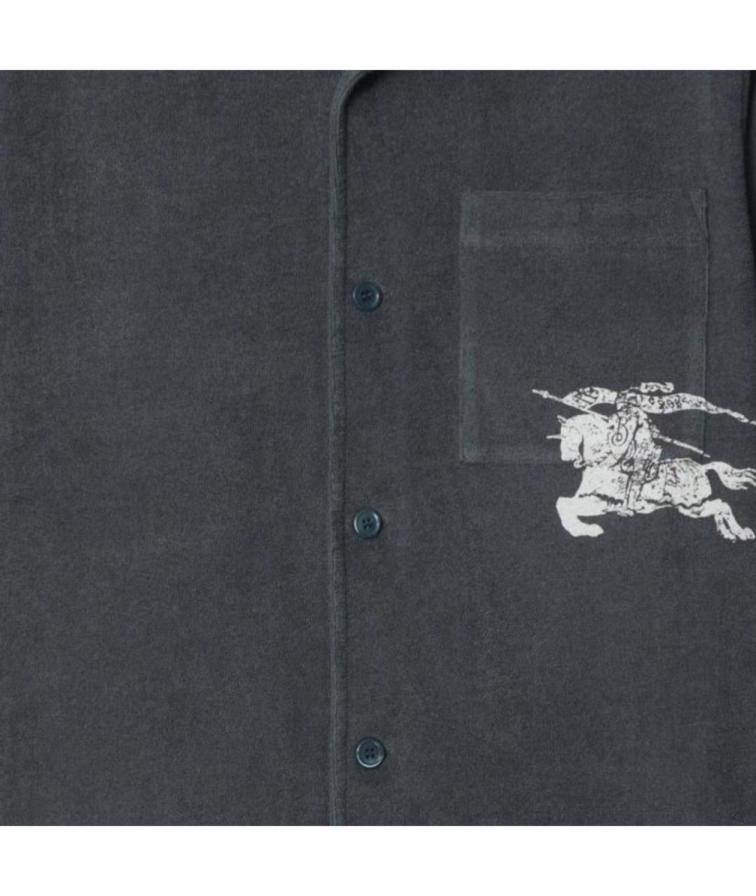 BURBERRY Серая шерстяная кэжуал рубашка, фото 4