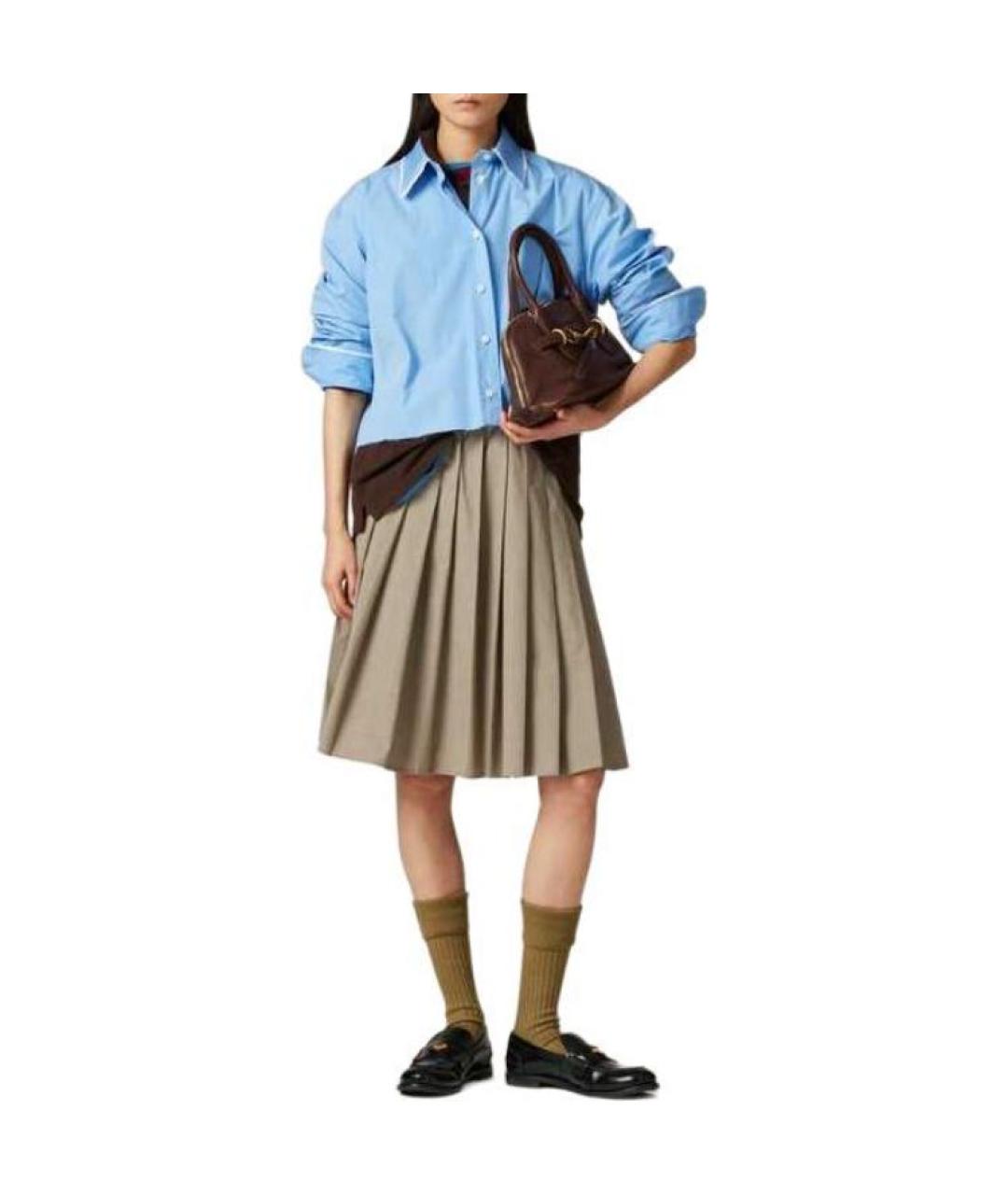 MIU MIU Голубая хлопковая рубашка, фото 2