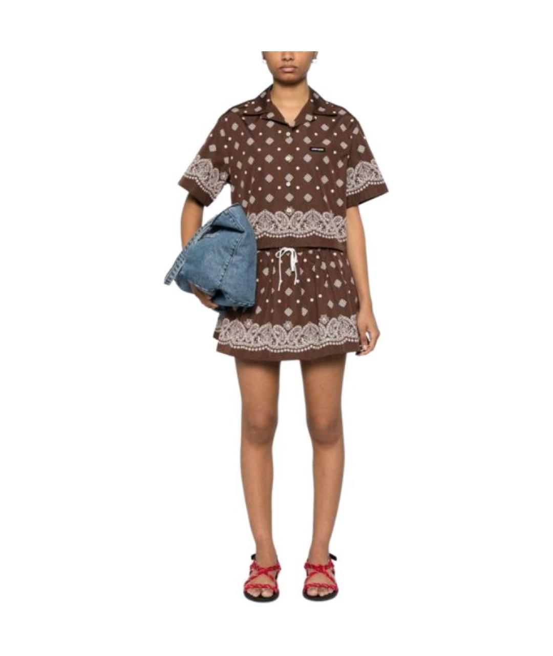 MIU MIU Коричневая хлопковая рубашка, фото 3