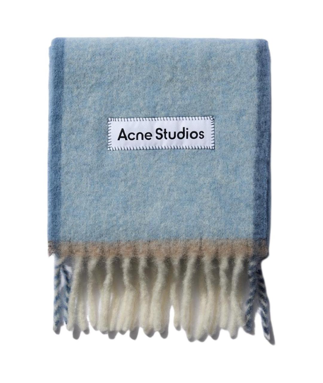 ACNE STUDIOS Голубой шерстяной шарф, фото 1