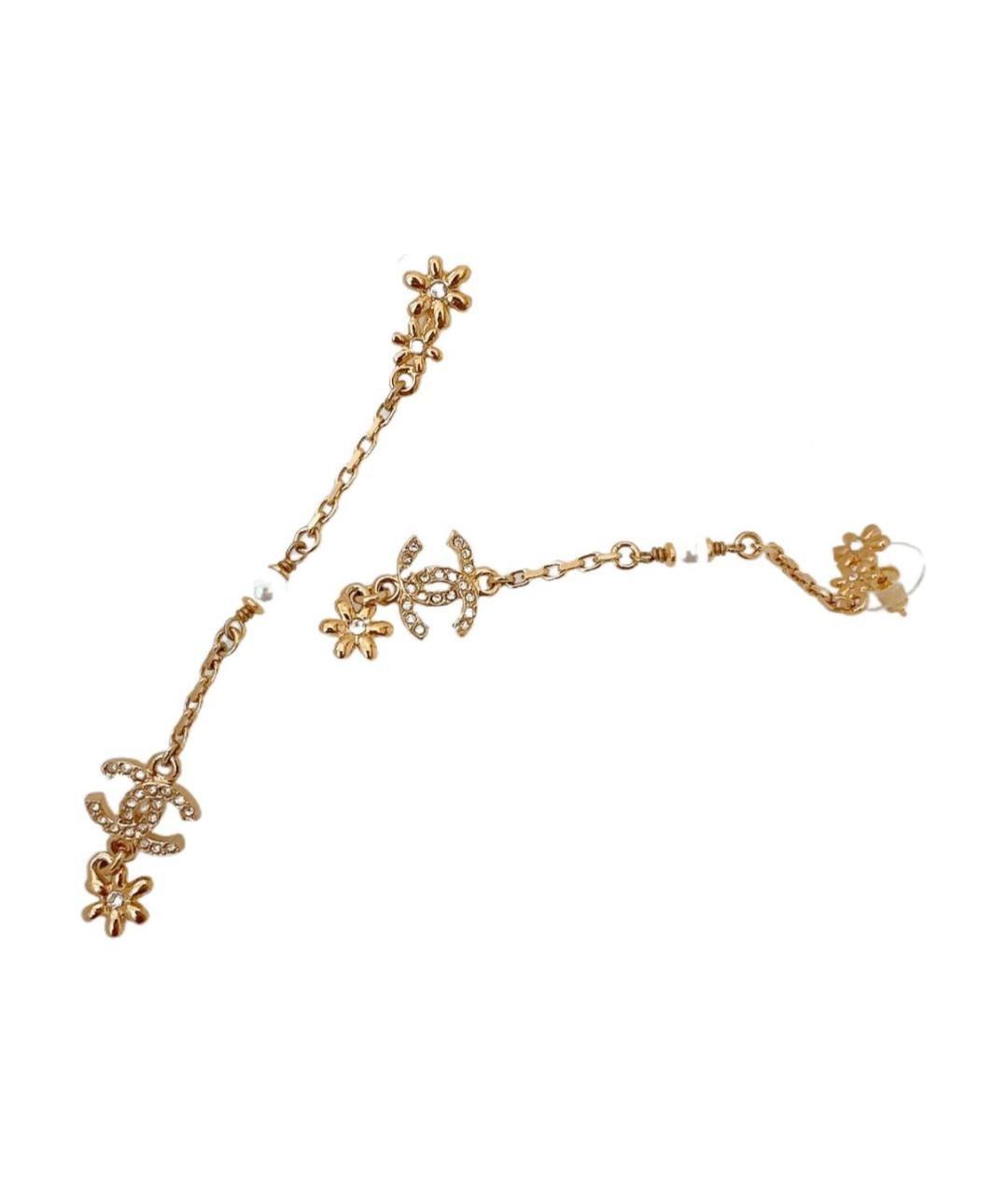 CHANEL Золотые металлические серьги, фото 2