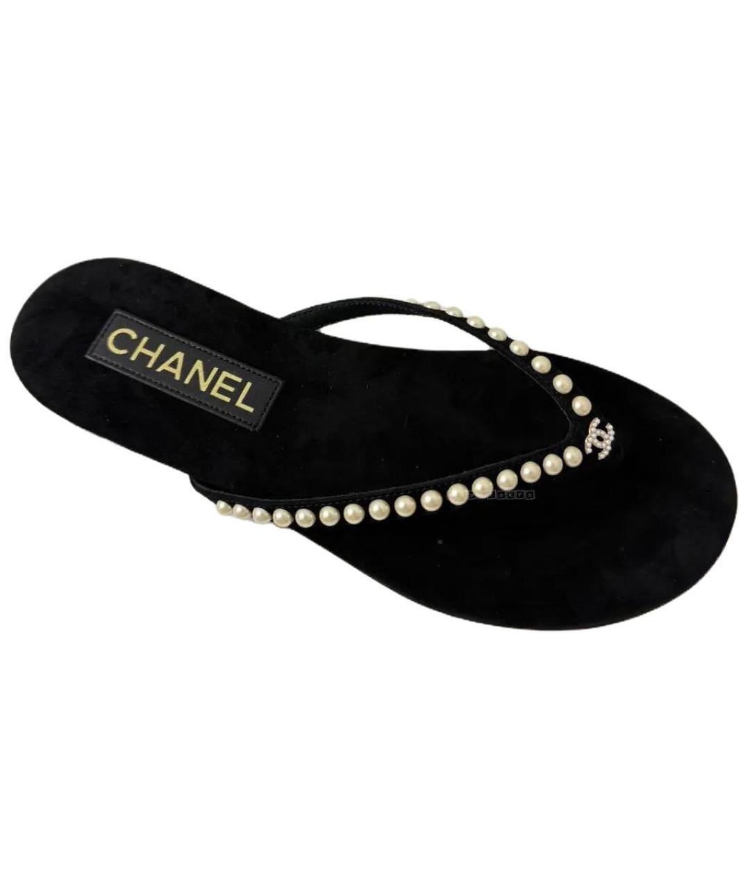 CHANEL Черные шлепанцы, фото 5