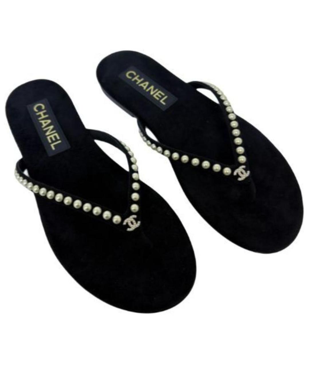 CHANEL Черные шлепанцы, фото 4