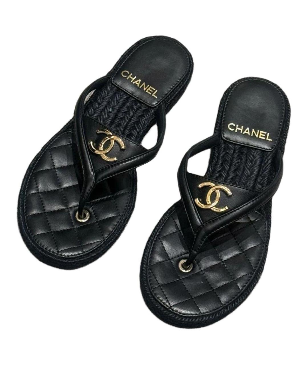 CHANEL Черные шлепанцы, фото 5