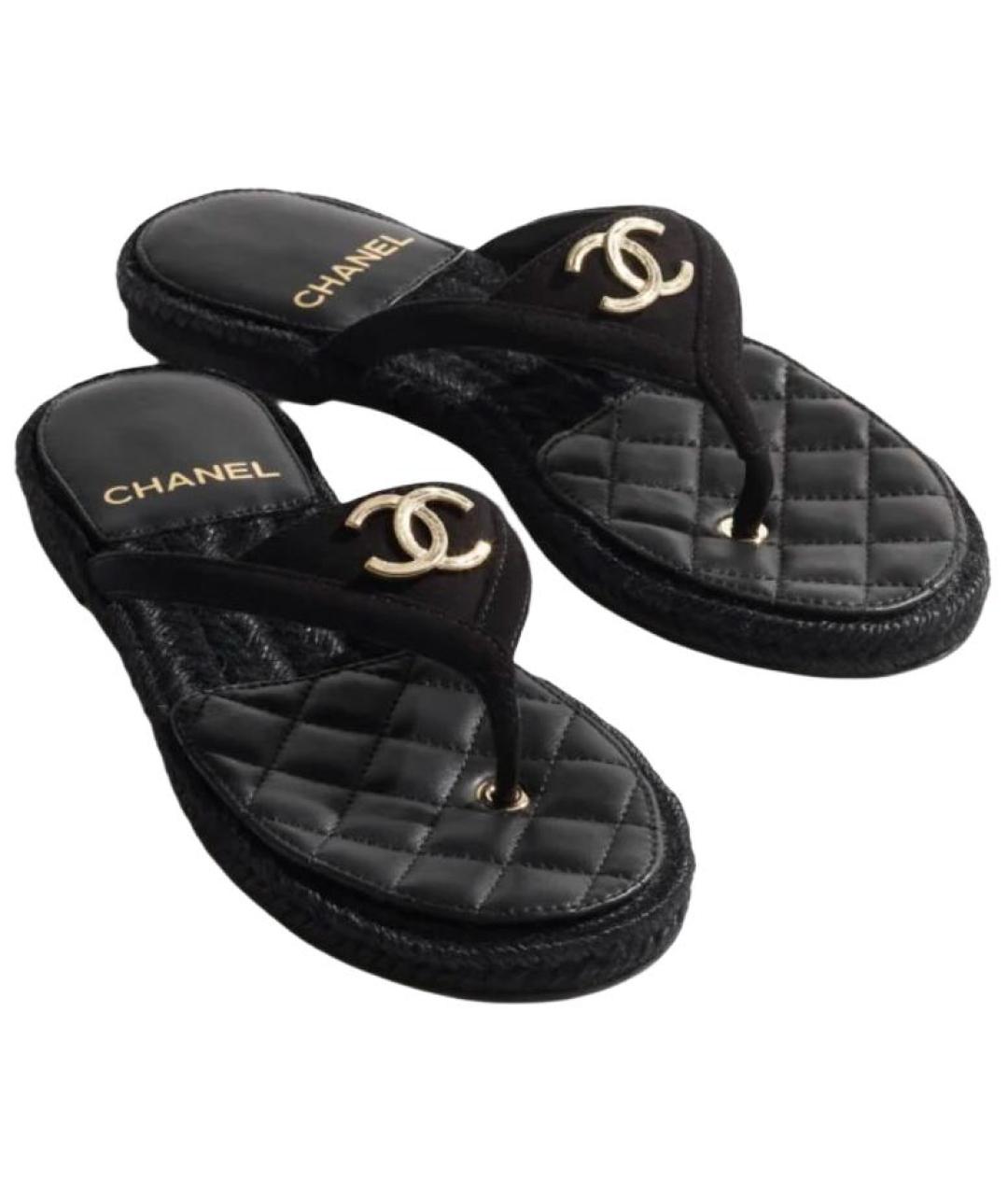 CHANEL Черные шлепанцы, фото 3