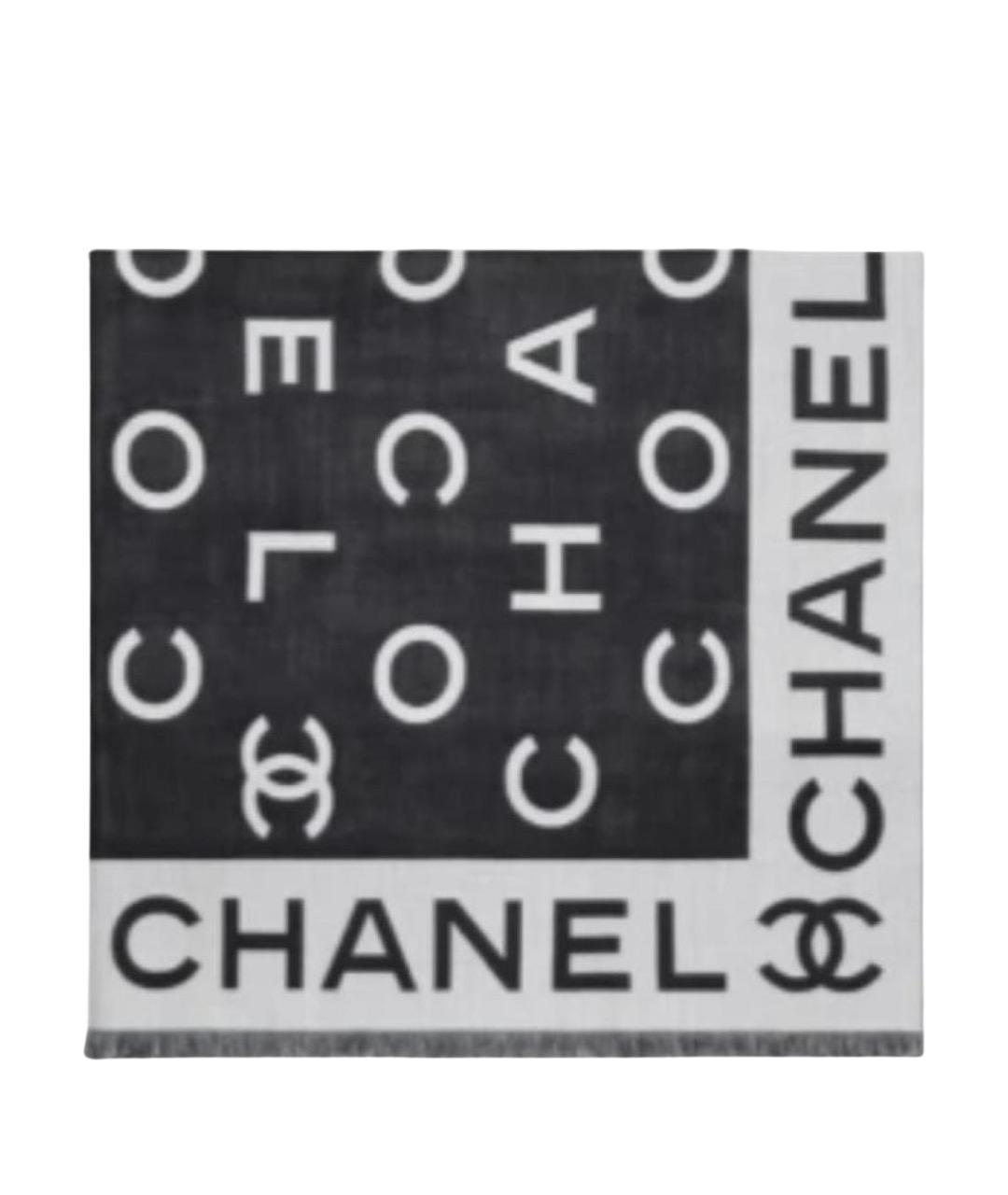CHANEL Черный шелковый шарф, фото 1