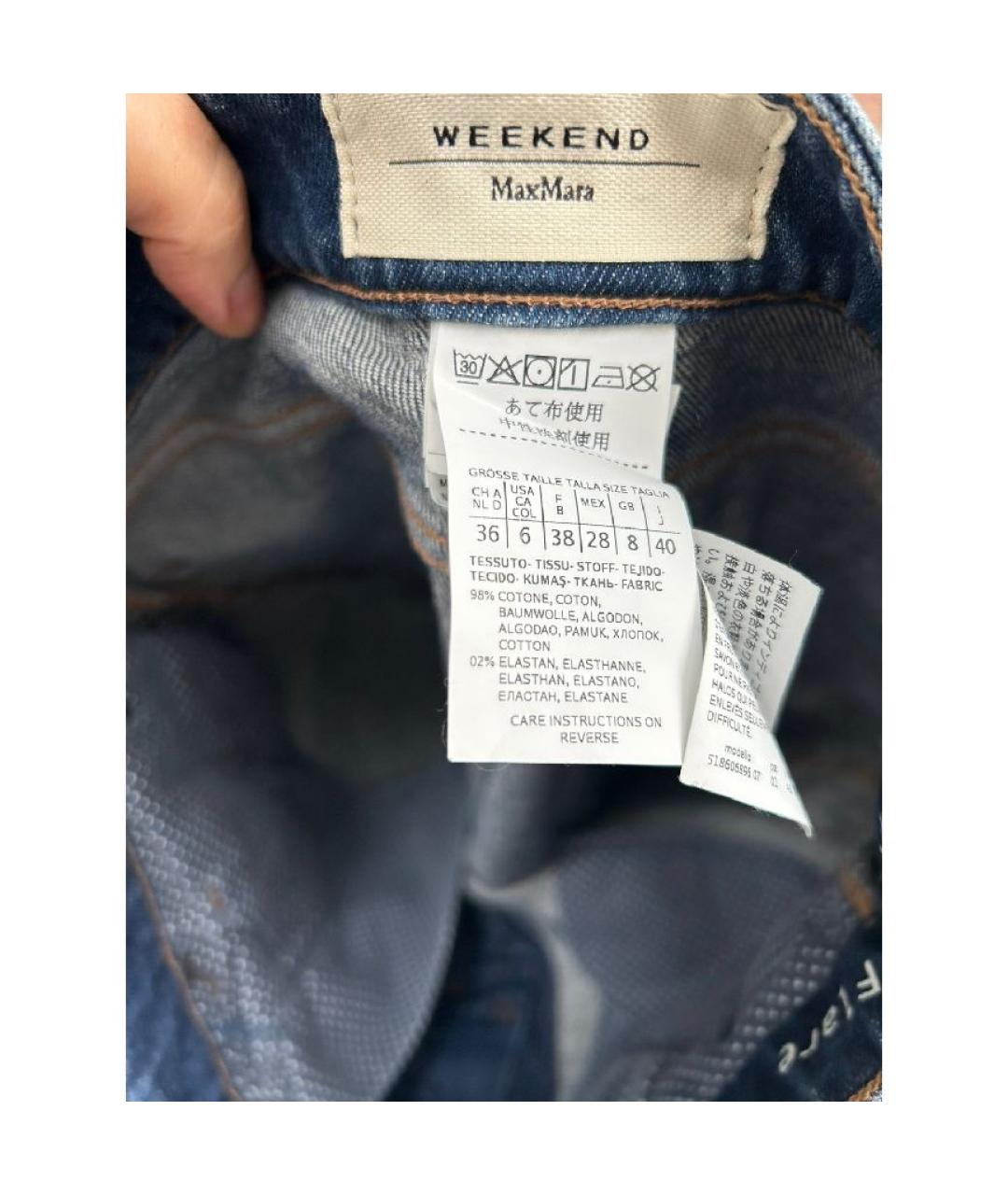 WEEKEND MAX MARA Синие хлопковые прямые джинсы, фото 3