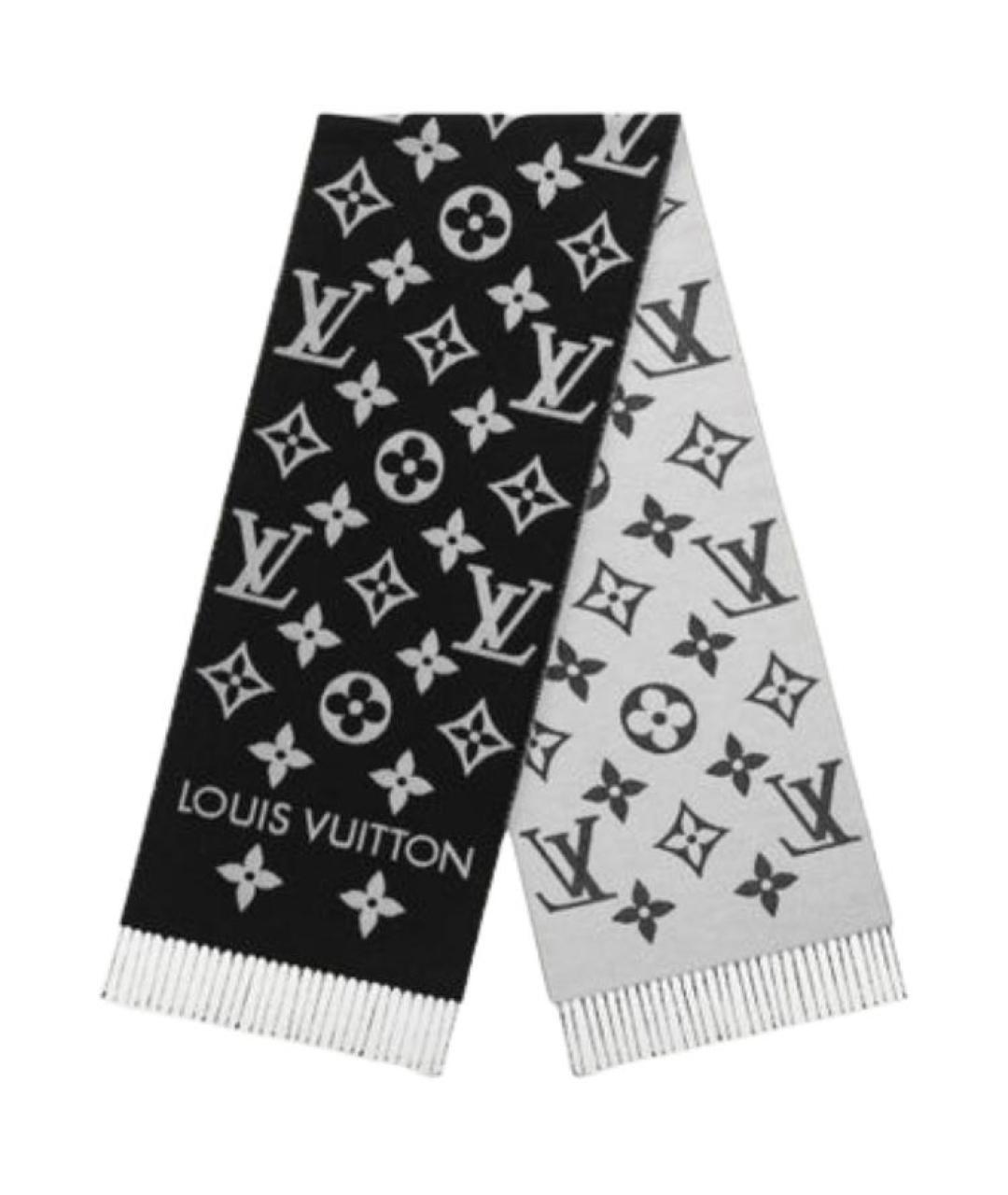 LOUIS VUITTON Черный шерстяной шарф, фото 2