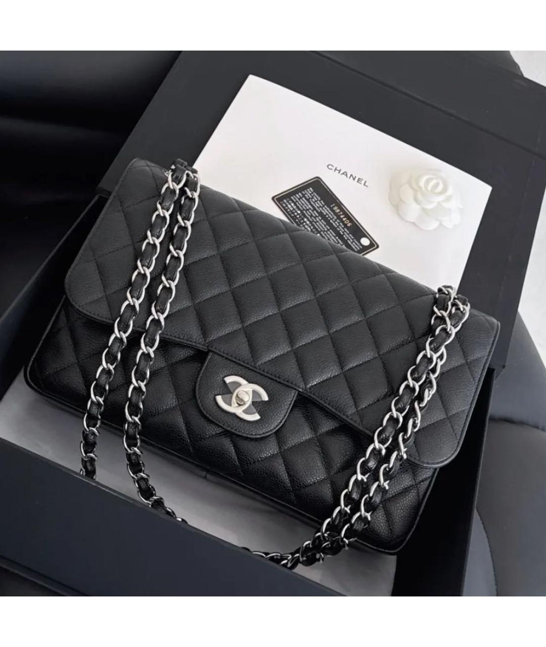 CHANEL Черная кожаная сумка тоут, фото 8