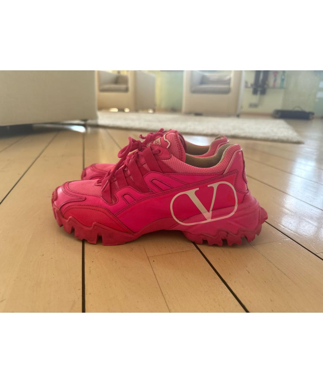VALENTINO Розовые кожаные кроссовки, фото 6