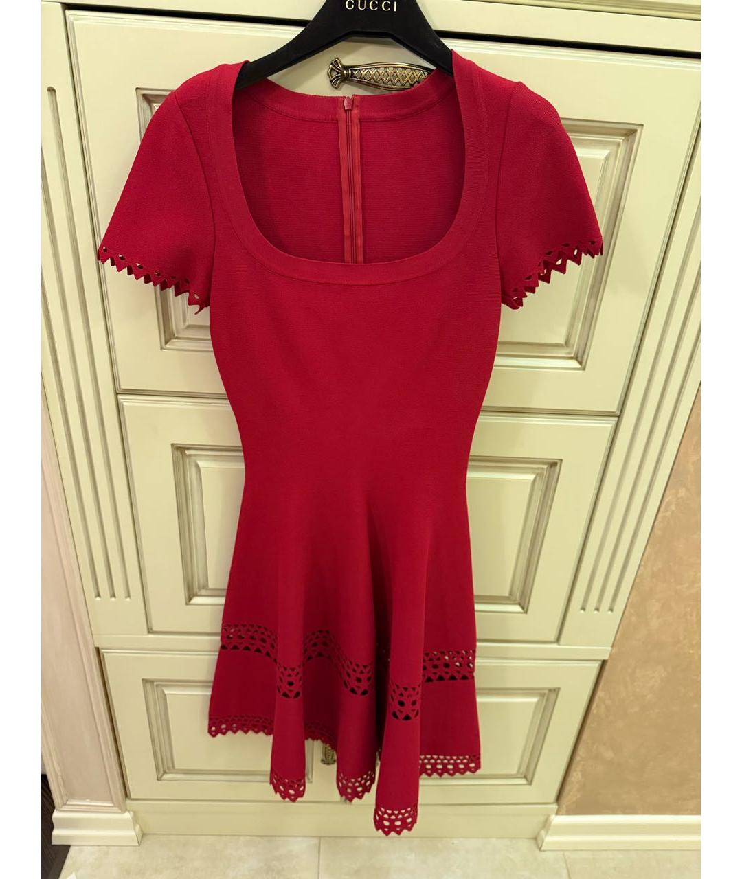 ALAIA Красное вискозное повседневное платье, фото 4