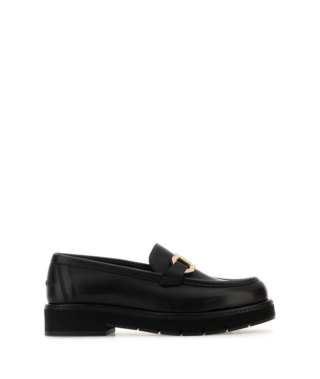 FERRAGAMO Черные кожаные лоферы, фото 1