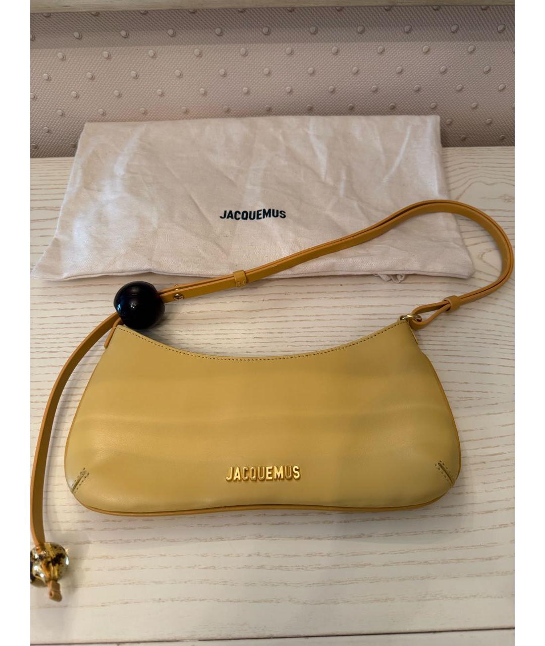 JACQUEMUS Желтая кожаная сумка через плечо, фото 2