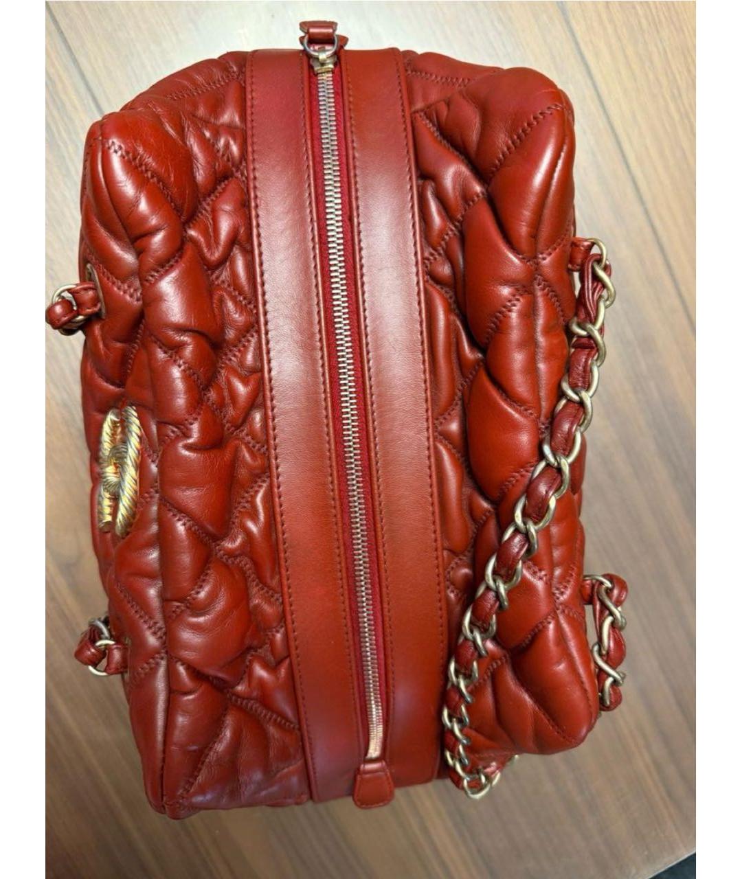 CHANEL Бордовая кожаная сумка с короткими ручками, фото 8