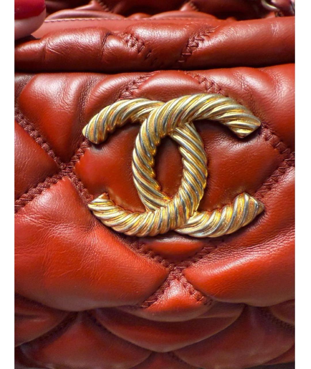 CHANEL Бордовая кожаная сумка с короткими ручками, фото 7