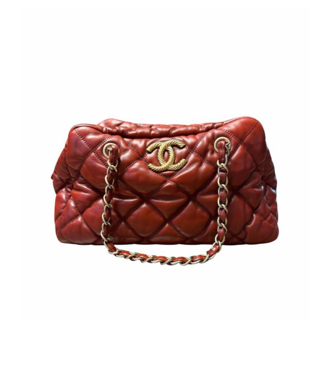 CHANEL Бордовая кожаная сумка с короткими ручками, фото 9