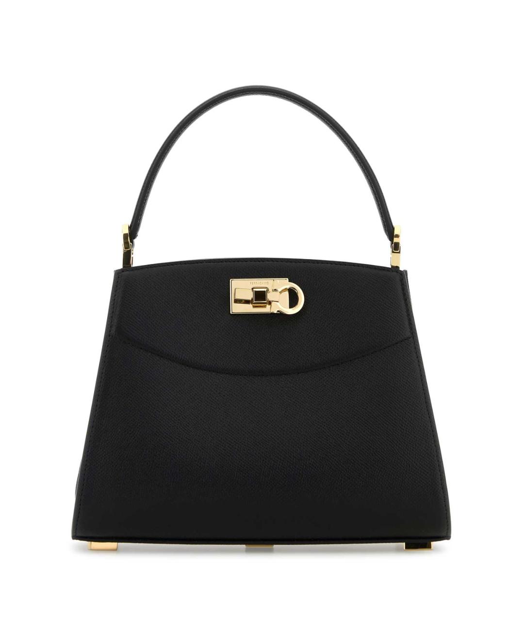 FERRAGAMO Черная кожаная сумка с короткими ручками, фото 1