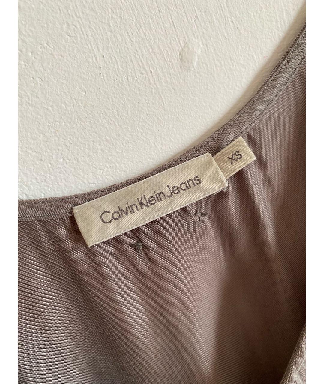 CALVIN KLEIN Серое вискозное повседневное платье, фото 2