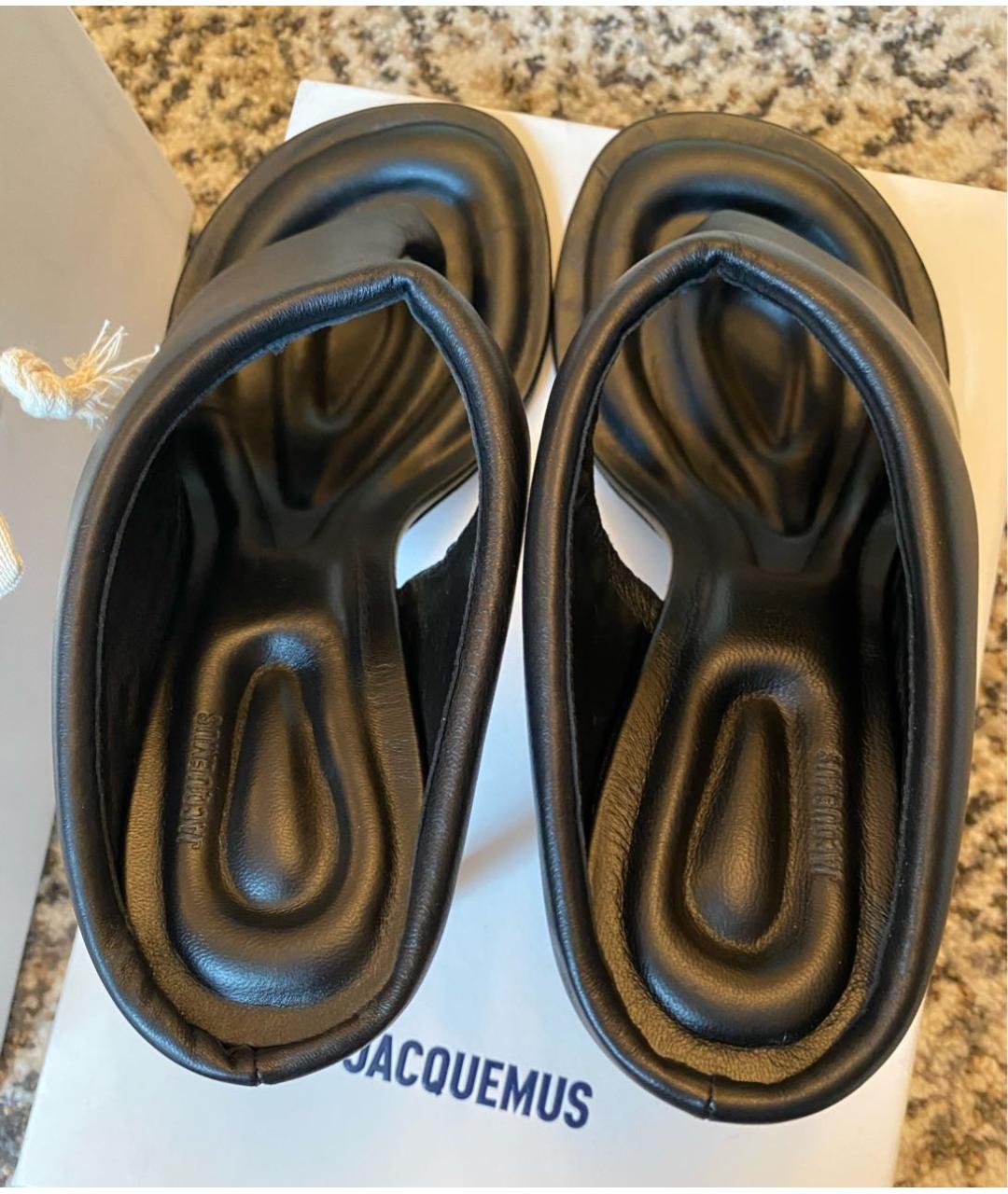 JACQUEMUS Черные кожаные босоножки, фото 7