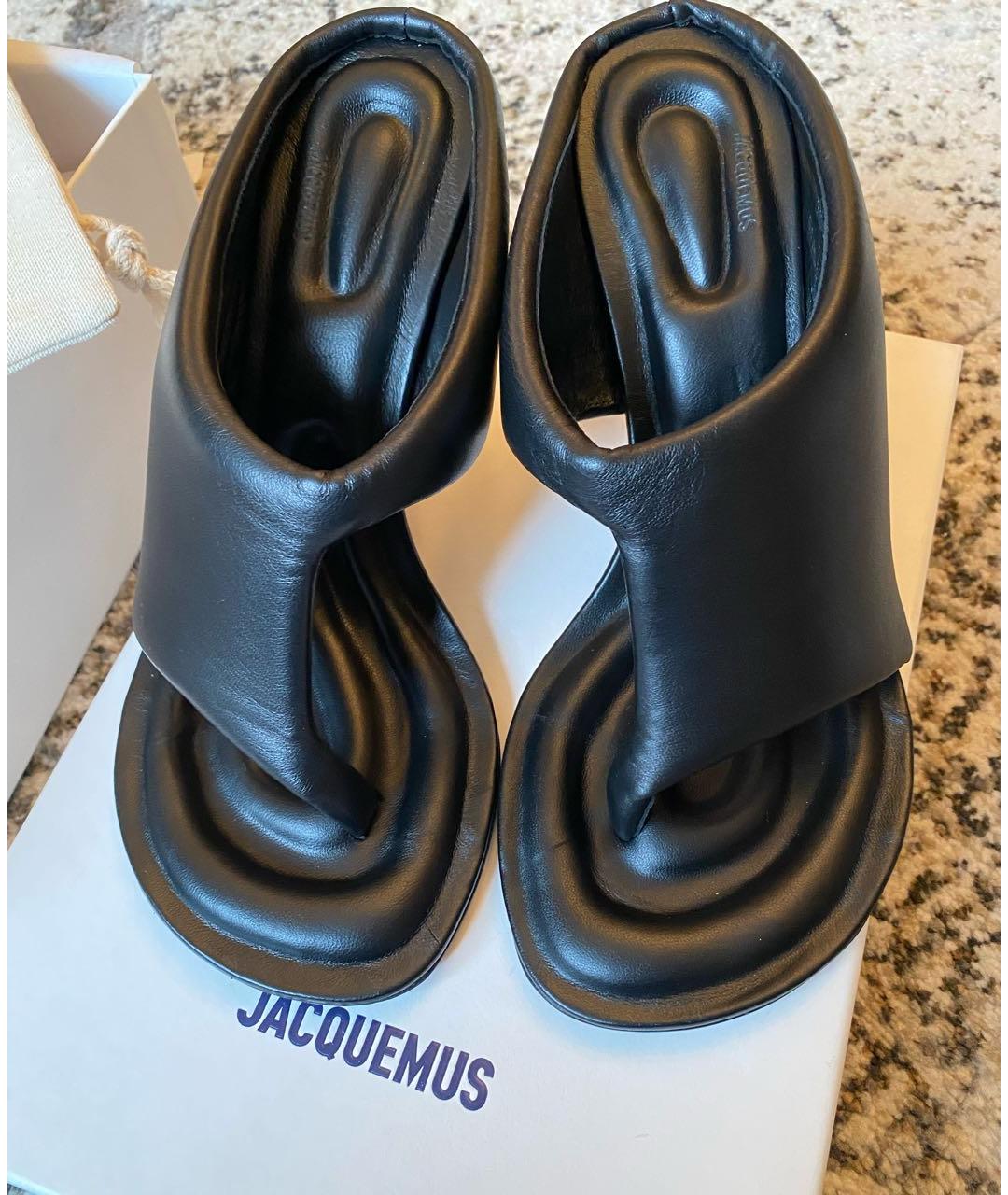 JACQUEMUS Черные кожаные босоножки, фото 8