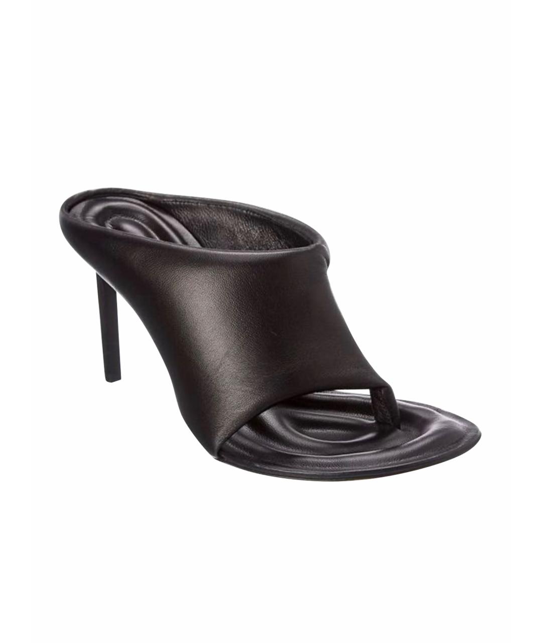 JACQUEMUS Черные кожаные босоножки, фото 1
