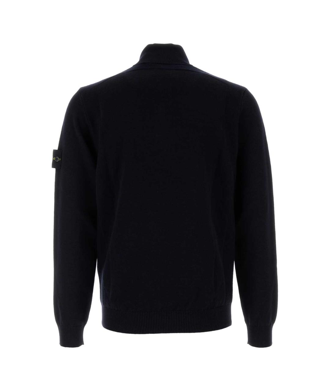 STONE ISLAND Темно-синее хлопко-шерстяное поло с длинным рукавом, фото 2
