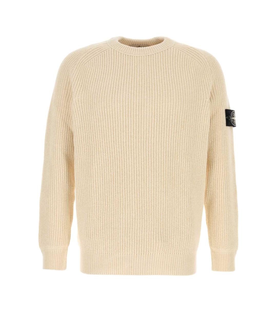 STONE ISLAND Бежевый хлопковый джемпер / свитер, фото 1