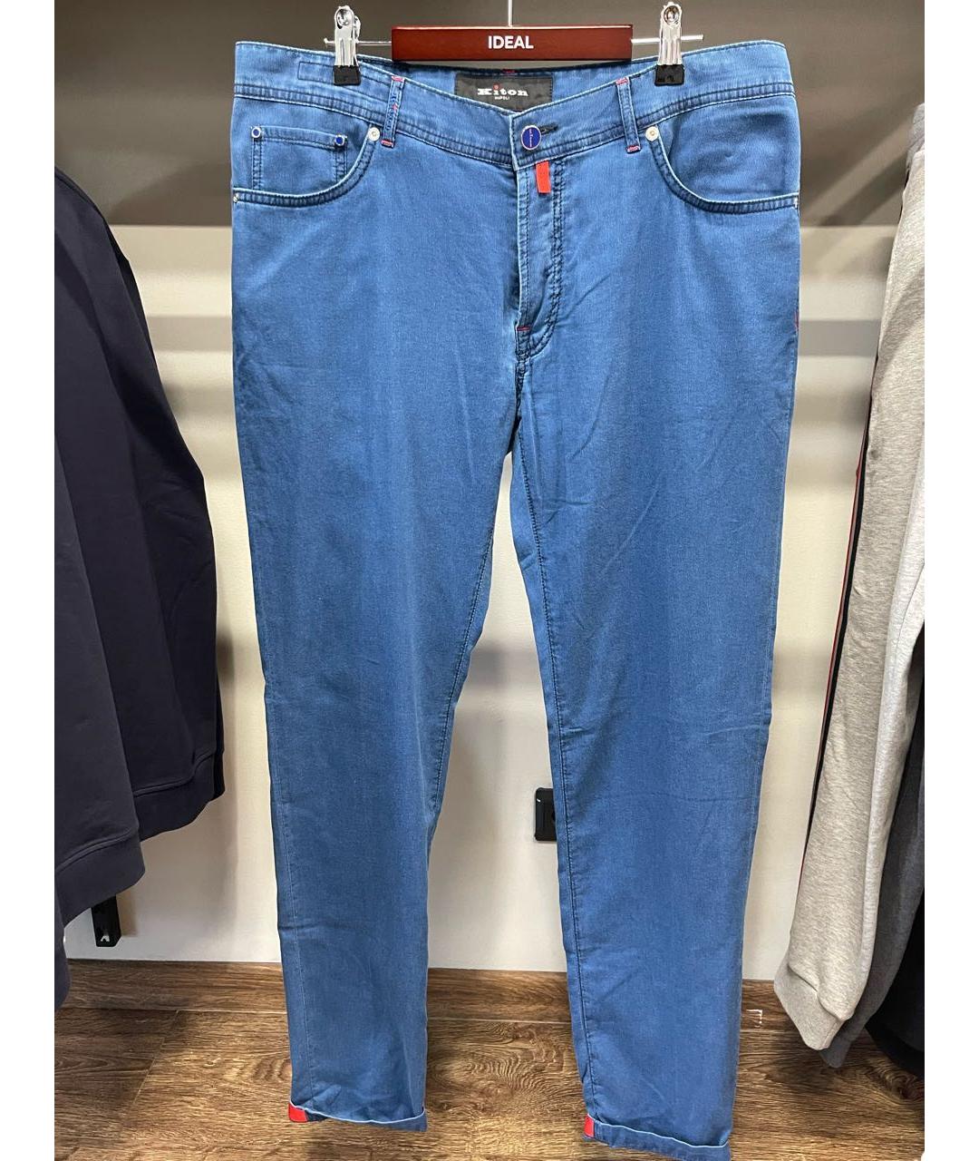 KITON Синие хлопко-эластановые джинсы, фото 4