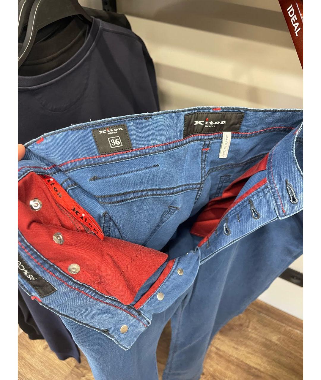 KITON Синие хлопко-эластановые джинсы, фото 3