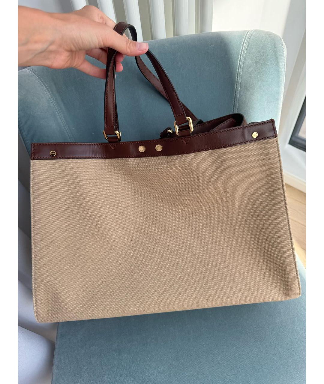 FENDI Бежевая хлопковая сумка тоут, фото 2