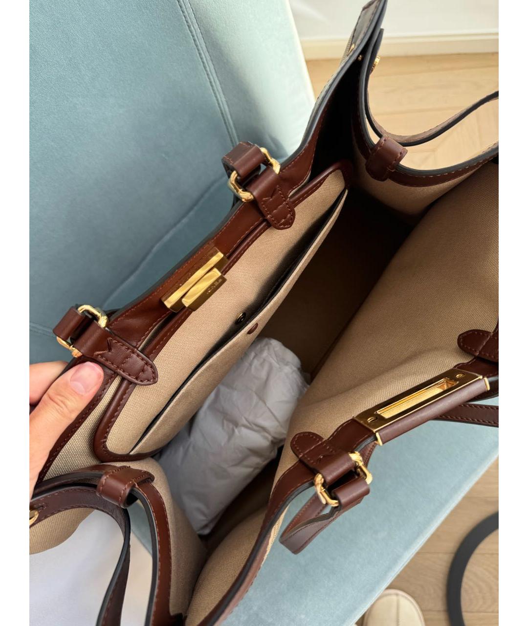 FENDI Бежевая хлопковая сумка тоут, фото 7