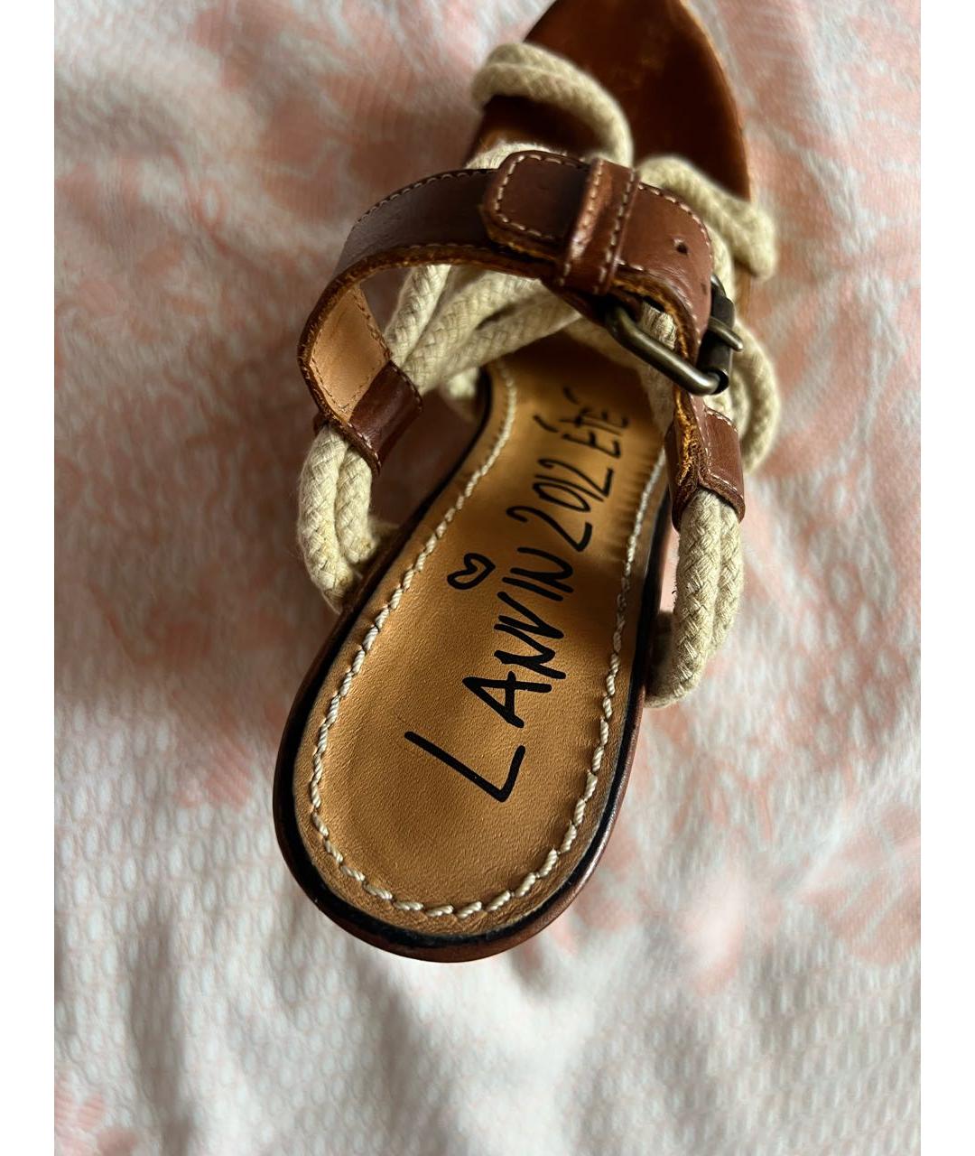 LANVIN Коричневые кожаные босоножки, фото 3