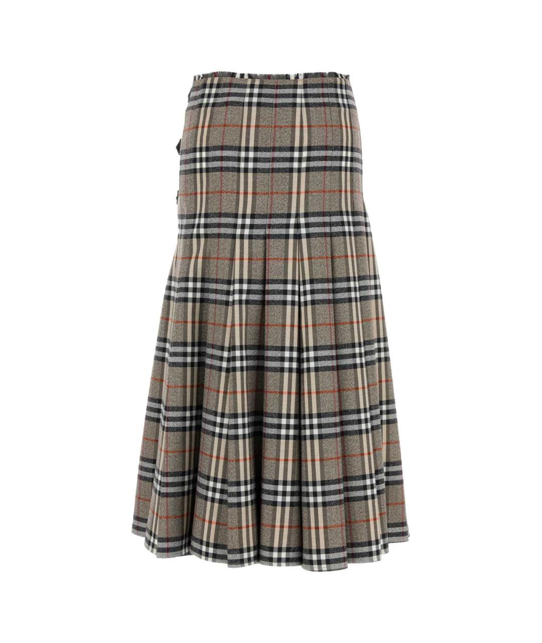 BURBERRY Серая шерстяная юбка миди, фото 2