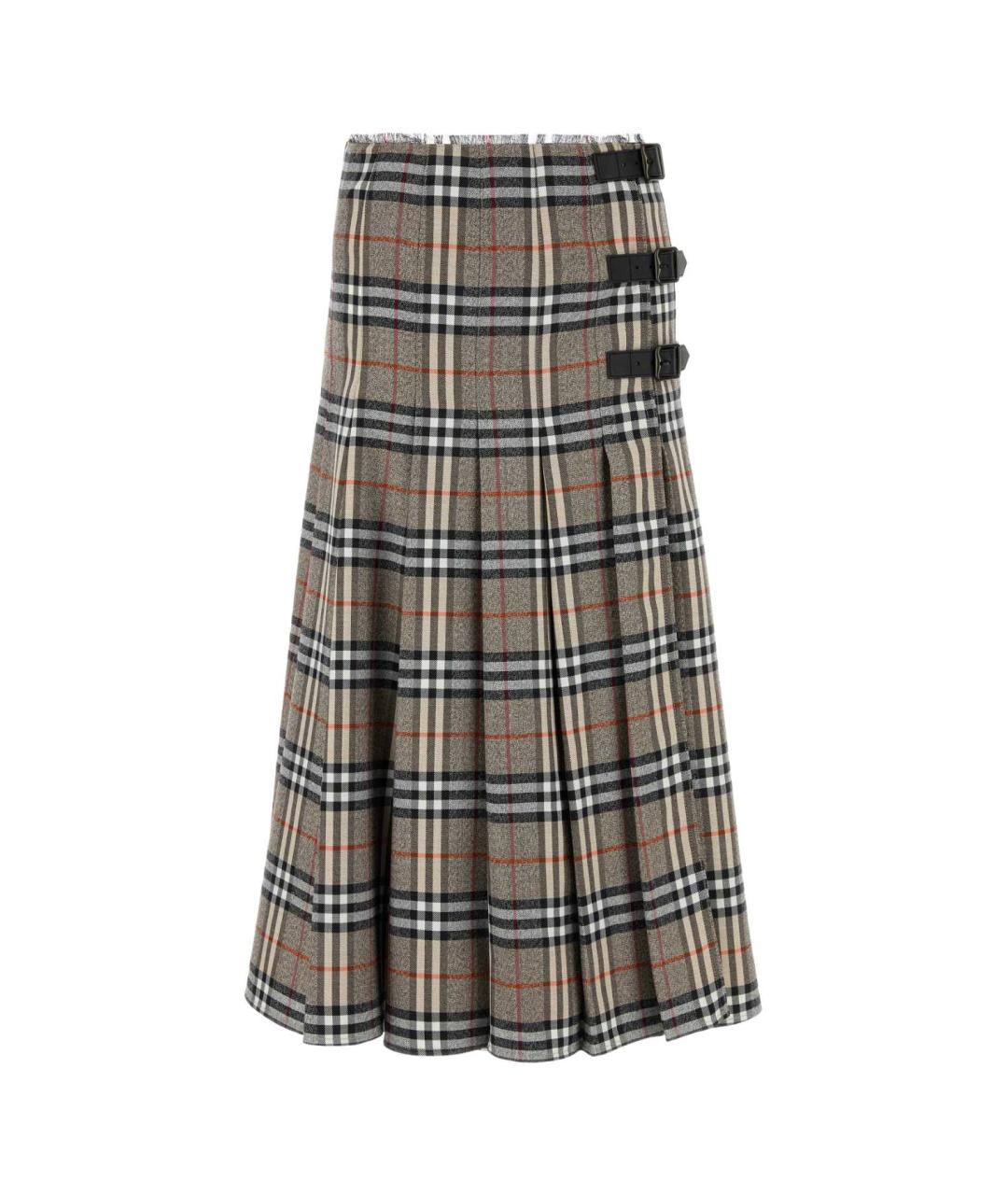 BURBERRY Серая шерстяная юбка миди, фото 1