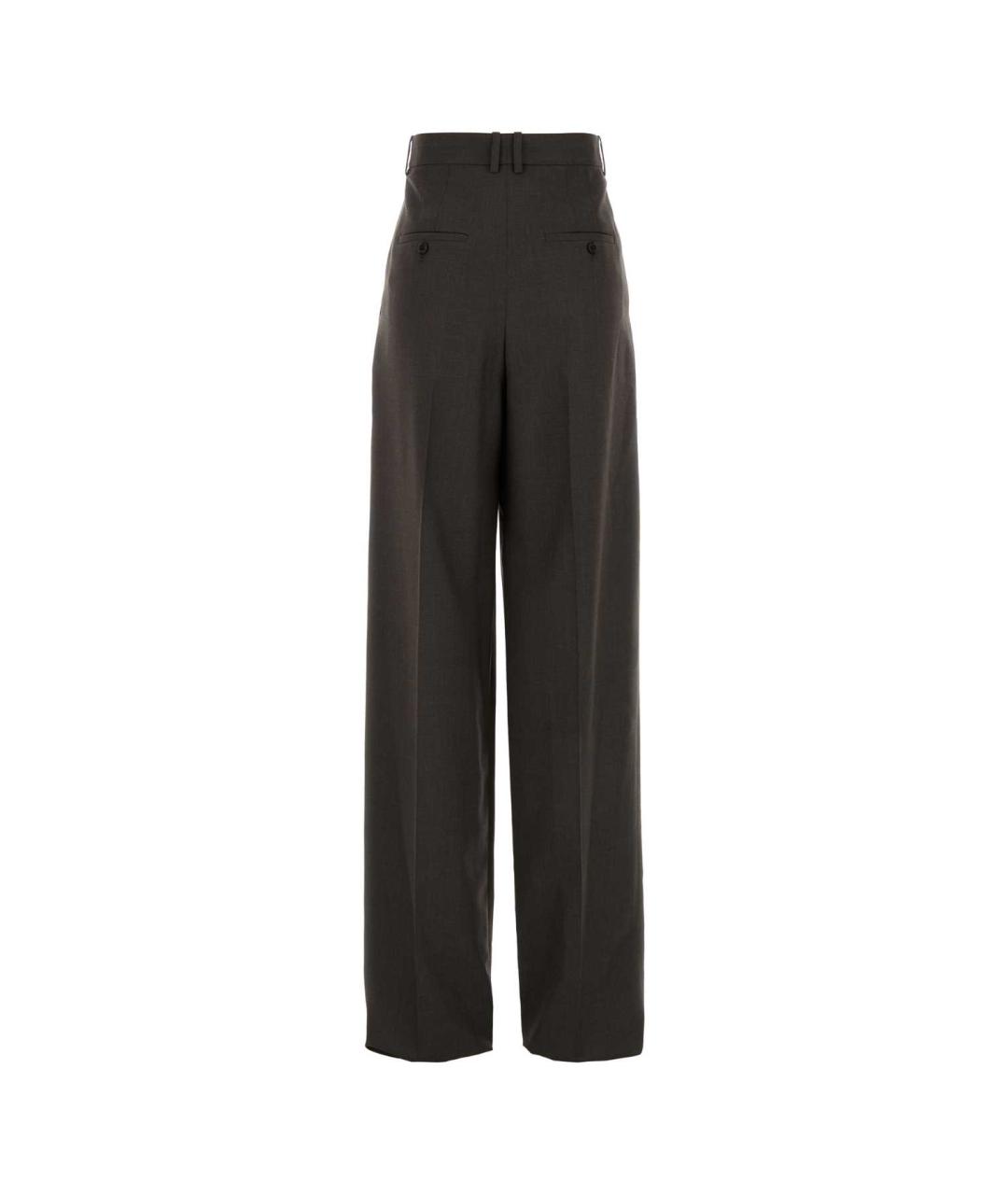 SAINT LAURENT Коричневые шерстяные прямые брюки, фото 2