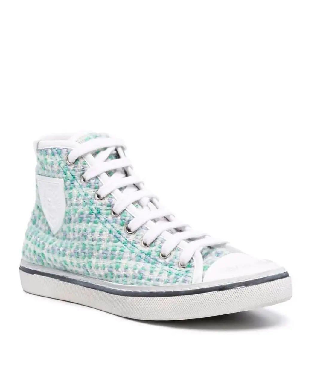 SAINT LAURENT Бирюзовые текстильные кеды, фото 2