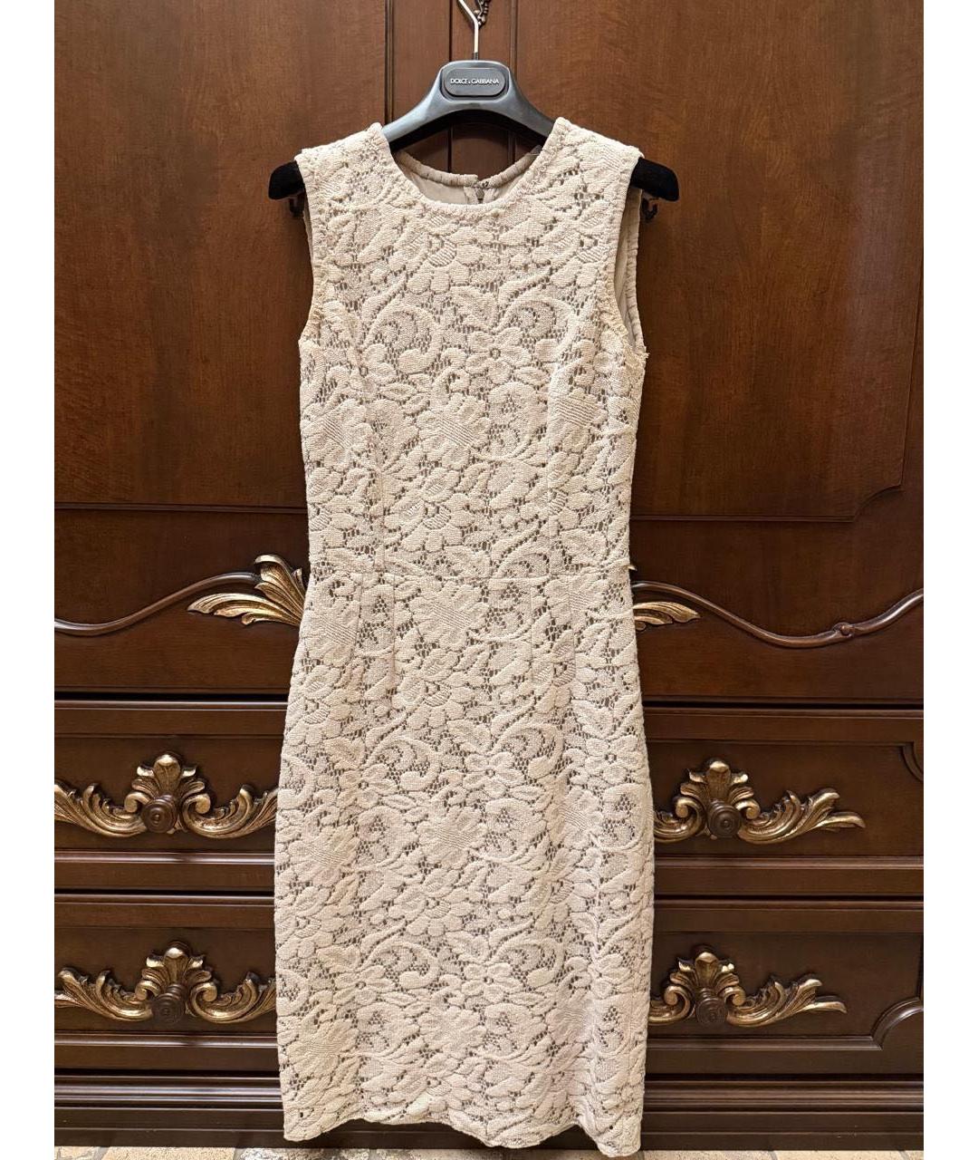 DOLCE&GABBANA Бежевое шерстяное вечернее платье, фото 6