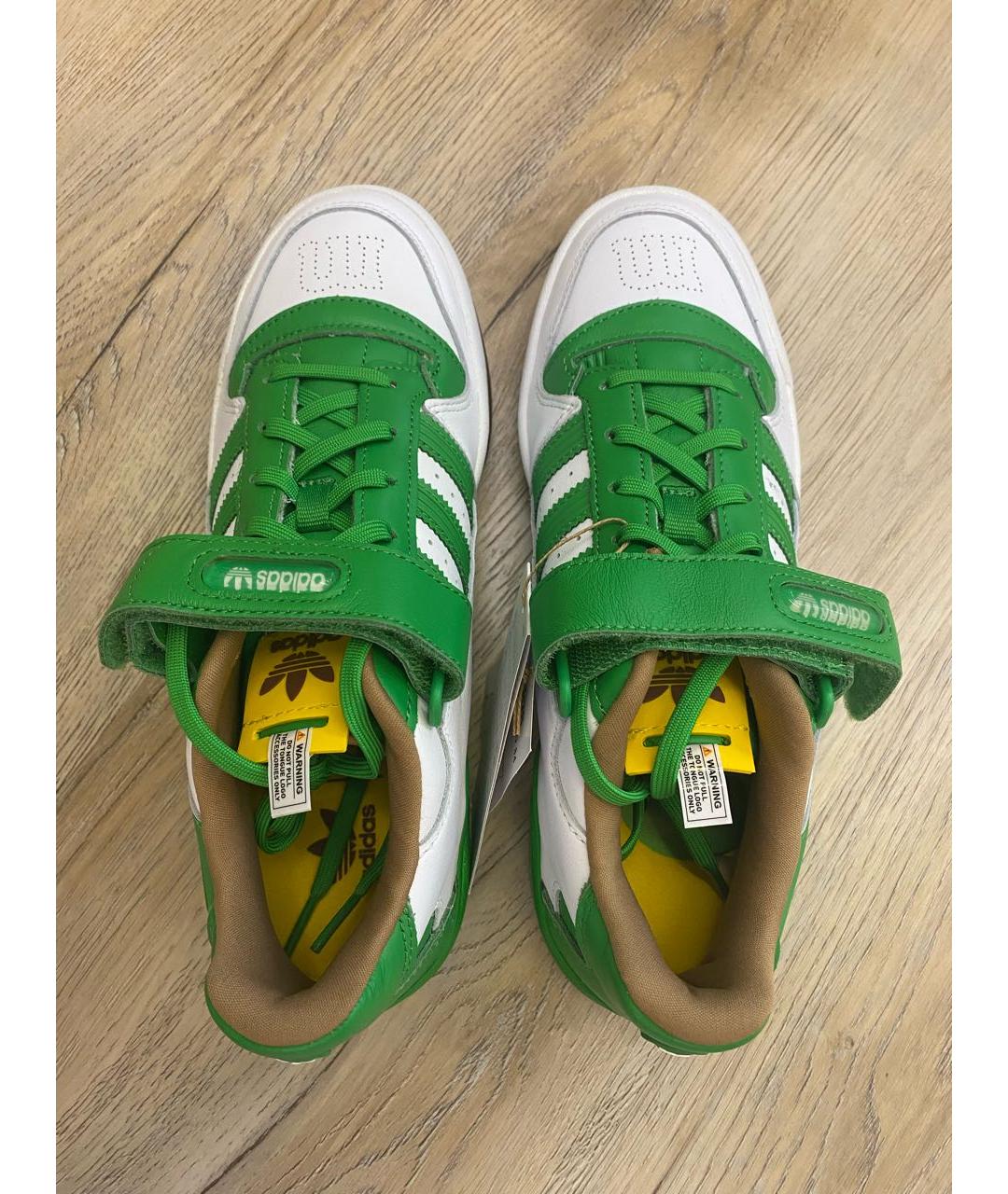 ADIDAS Зеленые кожаные низкие кроссовки / кеды, фото 3