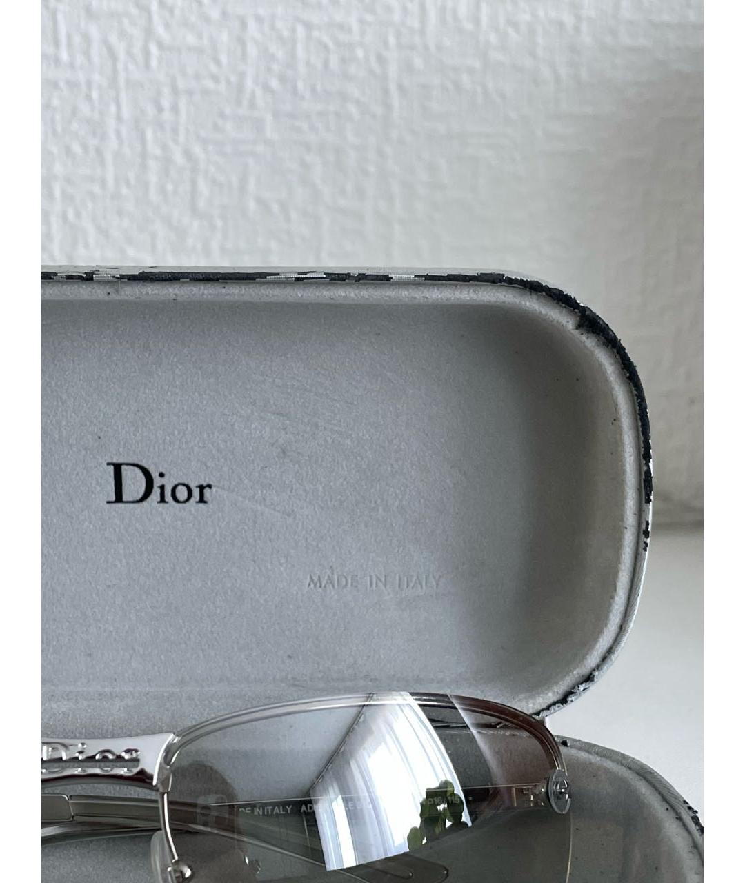 CHRISTIAN DIOR Серебряные металлические солнцезащитные очки, фото 7