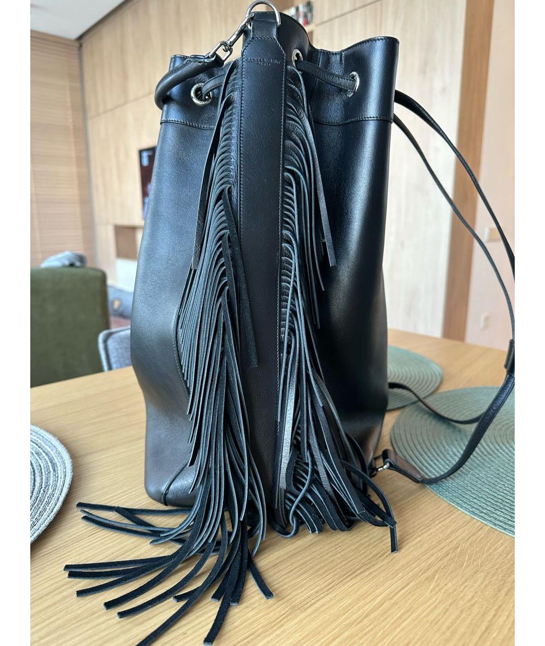 SAINT LAURENT Черная кожаная сумка с короткими ручками, фото 5
