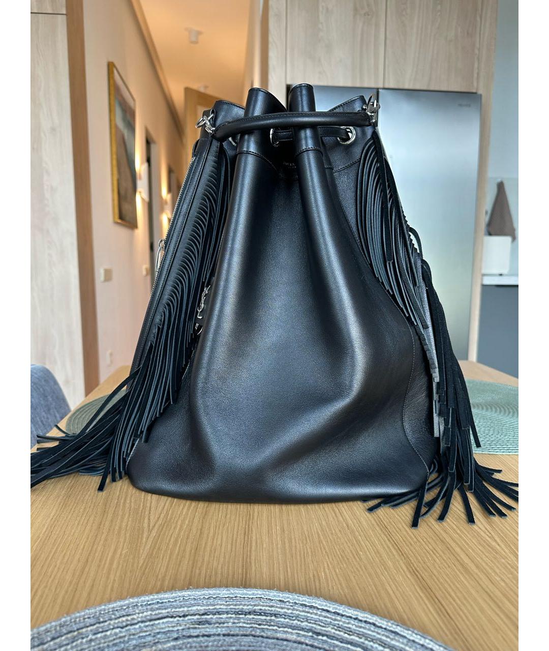 SAINT LAURENT Черная кожаная сумка с короткими ручками, фото 9