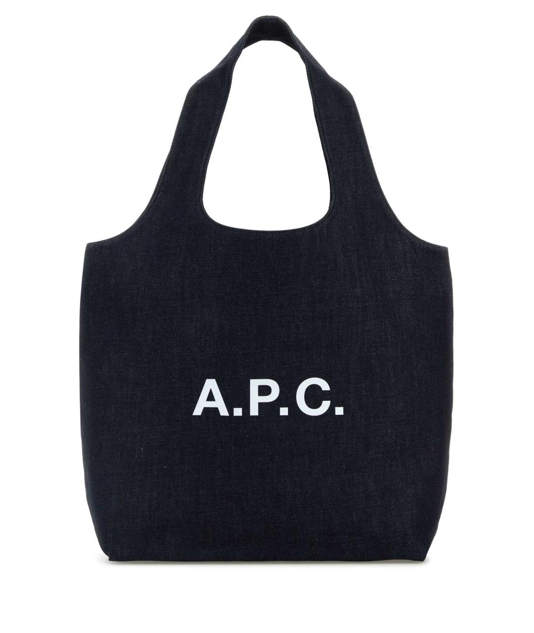 A.P.C. Темно-синяя хлопковая сумка тоут, фото 1