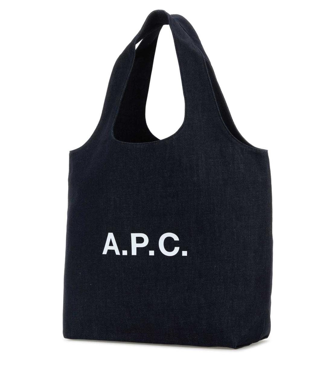 A.P.C. Темно-синяя хлопковая сумка тоут, фото 2