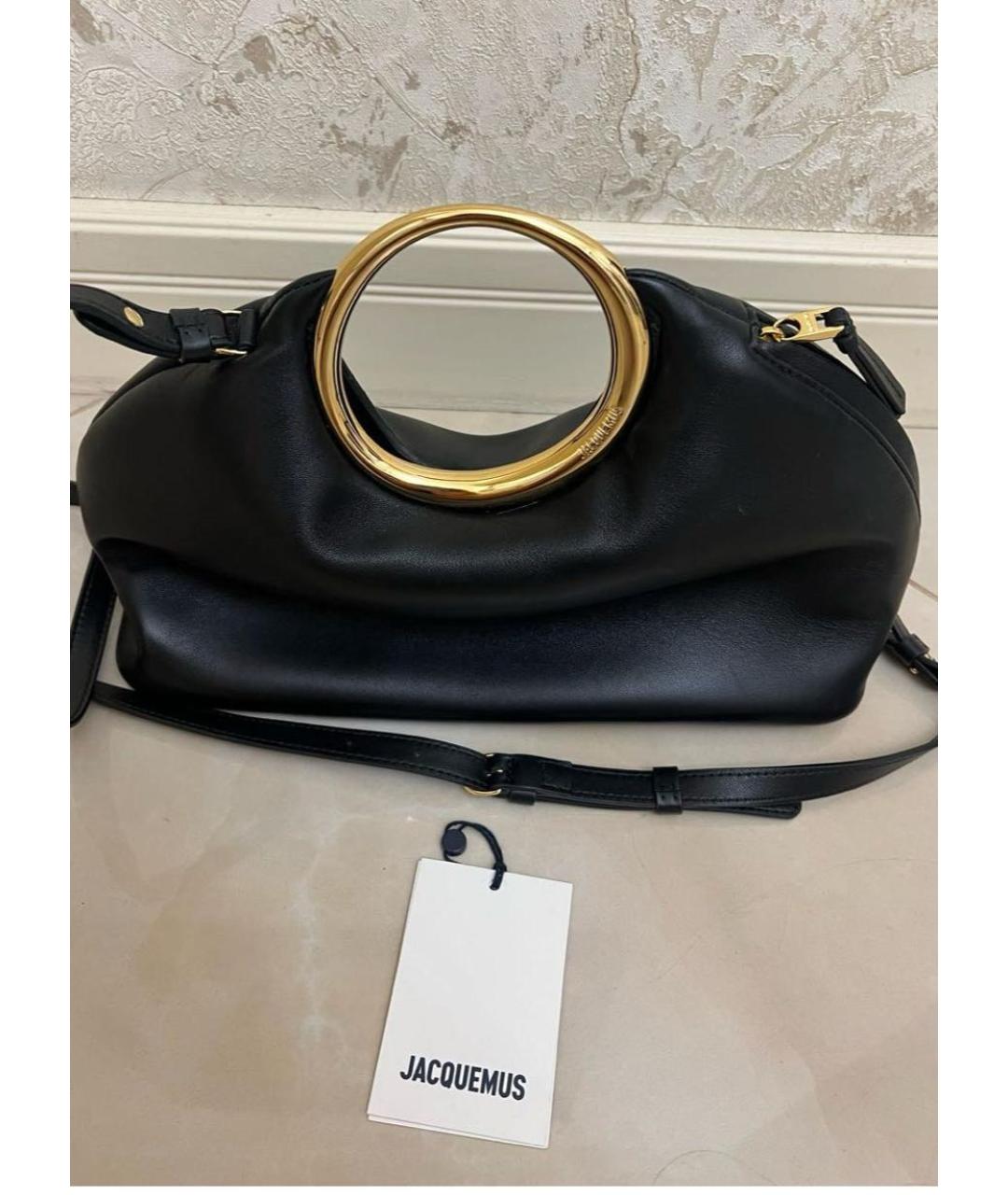 JACQUEMUS Черная кожаная сумка с короткими ручками, фото 3