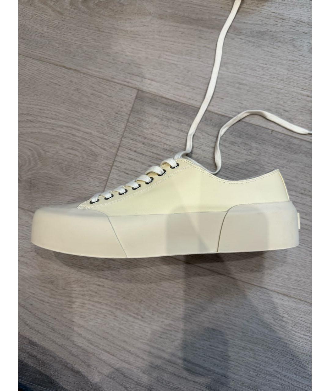 JIL SANDER Бежевые кожаные кеды, фото 6