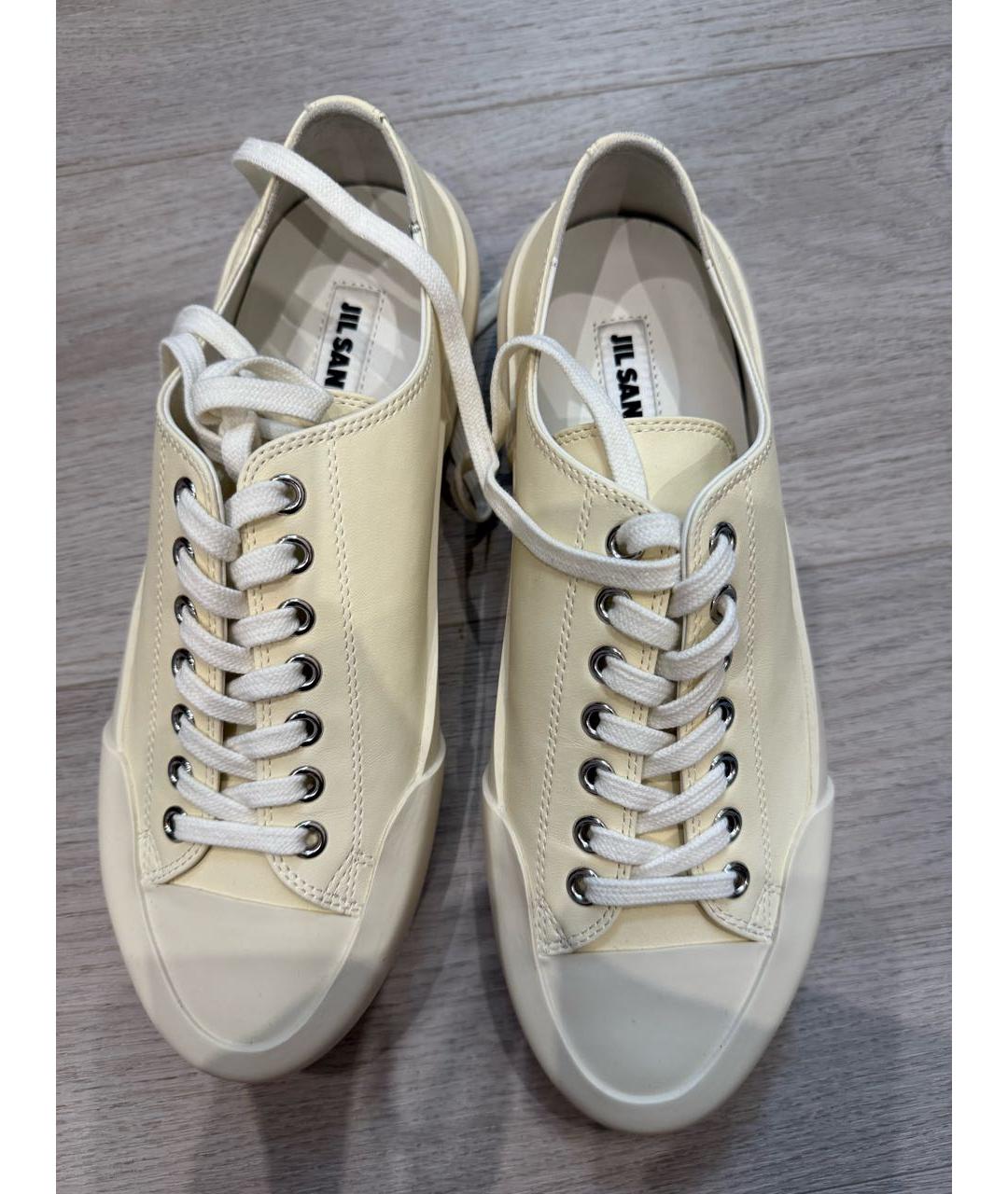 JIL SANDER Бежевые кожаные кеды, фото 3