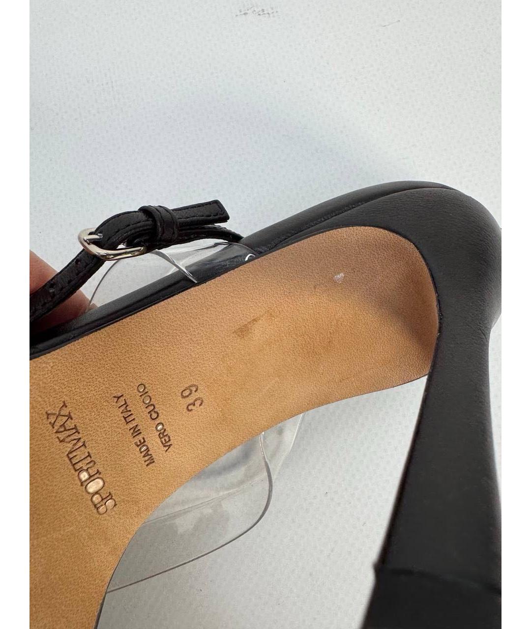 SPORTMAX Черные кожаные босоножки, фото 3
