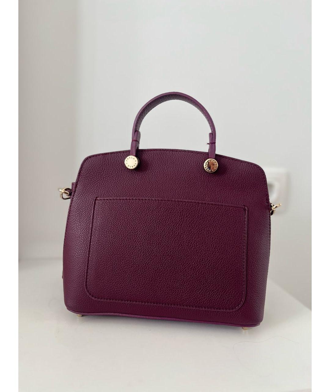 FURLA Бордовая кожаная сумка с короткими ручками, фото 2