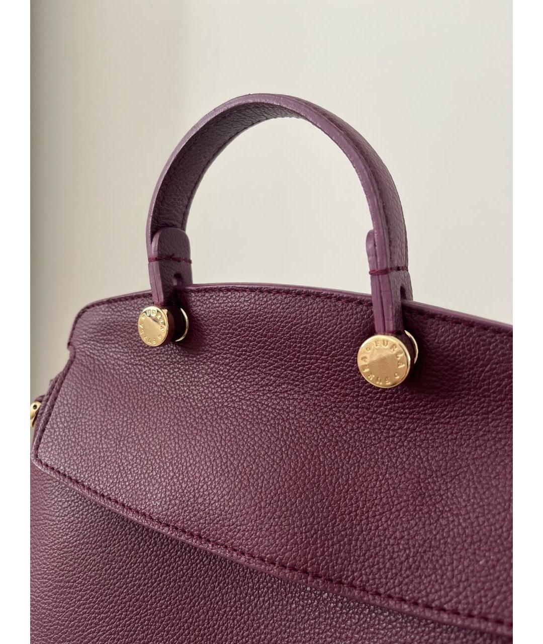 FURLA Бордовая кожаная сумка с короткими ручками, фото 4